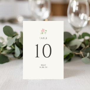 Green   Chic Floral Rose Wedding Table Number Card