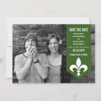 Green Chic Flourish Banner Save the Date Invite
