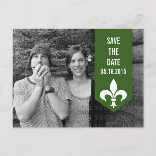 Green Chic Flourish Banner Save the Date Postcard