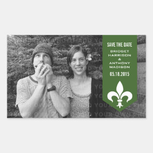 Green Chic Flourish Banner Save the Date Stickers