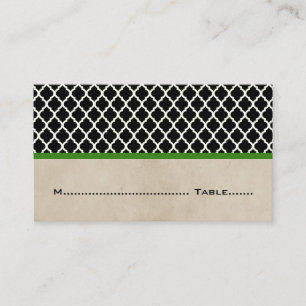 Green Chic Quatrefoil Place Cards
