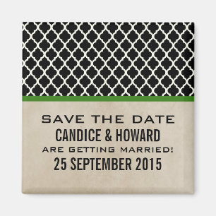 Green Chic Quatrefoil Save the Date Magnet