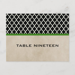 Green Chic Quatrefoil Table Number Postcard