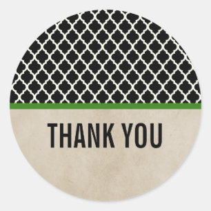 Green Chic Quatrefoil Thank You Stickers