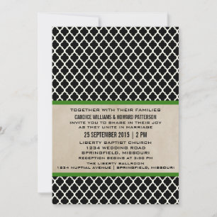Green Chic Quatrefoil Wedding Invite