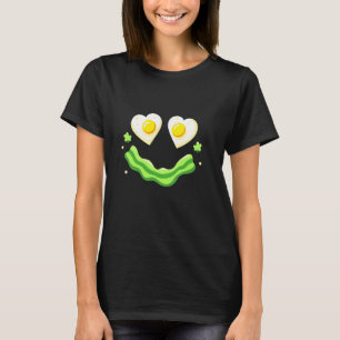 Green Chicken Egg Fried Egg Ham Smile Face Brunch T-Shirt