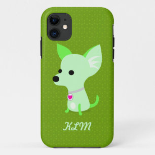 Green Chihuahua Monogram iPhone 11 Case