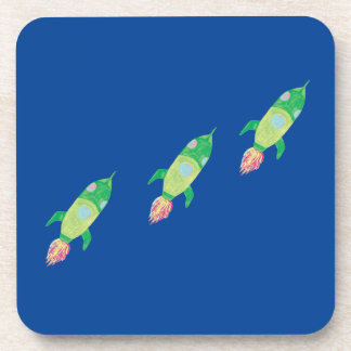 Green Childish Space Rockets  Coaster