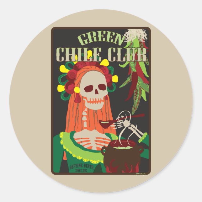 green chile club classic round sticker (Front)
