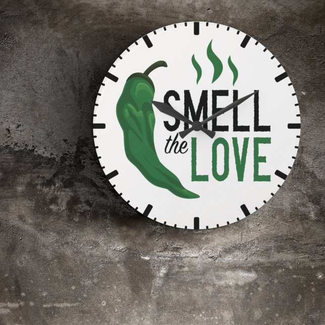 Green Chile Smell the Love Large Clock (Creator Uploaded)