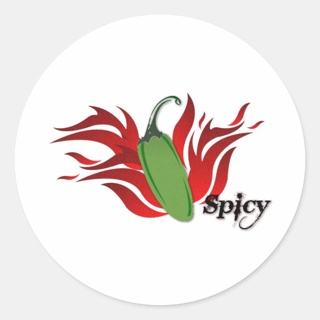 Green Chilli Pepper Design Classic Round Sticker (Front)