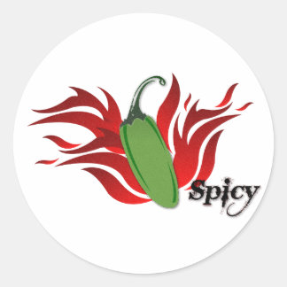 Green Chilli Pepper Design Classic Round Sticker