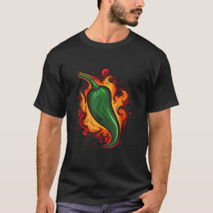 Green Chilli Pepper Hot Spicy Food Lovers Fire Mex T-Shirt