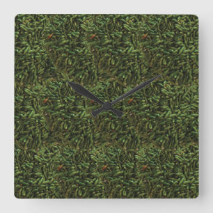 Green Chilli Pepper Pattern Square Wall Clock