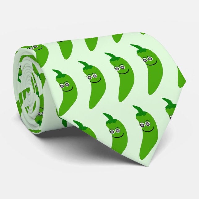 Green Chilli Pepper Tie (Rolled)