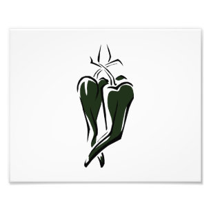 Green chilli pepper two dancing abstract photo print