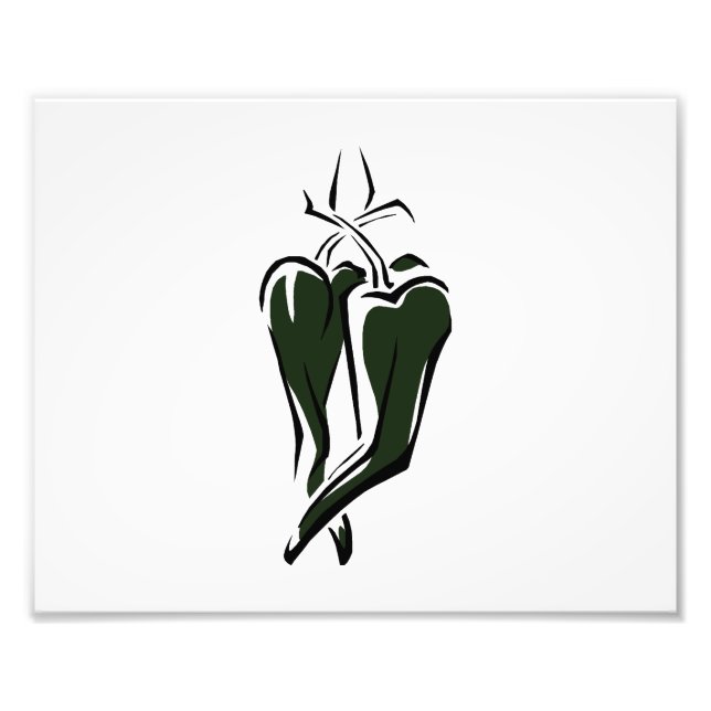 Green chilli pepper two dancing abstract photo print (Front)