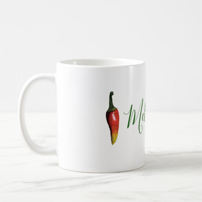 Green Chilli Peppers  personalised Coffee Mug (Left)
