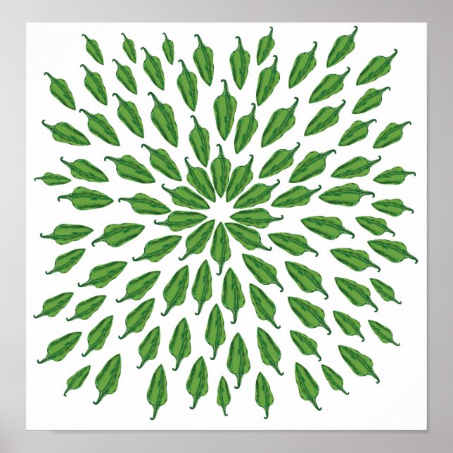 Green Chilli Peppers Poster (Front)