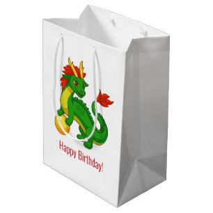 Green Chinese Dragon Birthday Medium Gift Bag