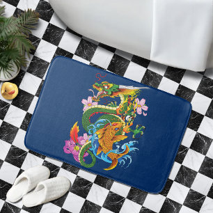 Green Chinese Dragon Koi Bath Mat