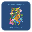 Green Chinese Dragon Koi Bookplate