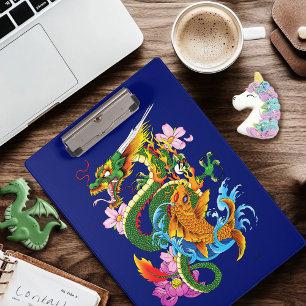 Green Chinese Dragon Koi Clipboard