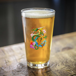 Green Chinese Dragon Koi Glass