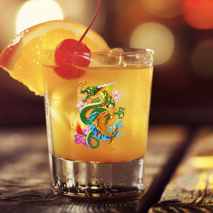 Green Chinese Dragon Koi Shot Glass