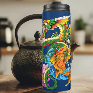 Green Chinese Dragon Koi Thermal Tumbler