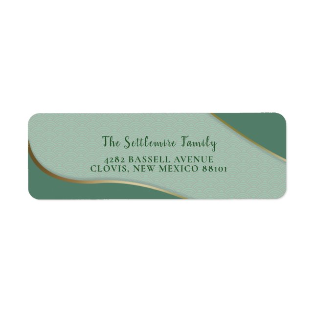 Green Chinoiserie Abstract Cloud Pattern Gold Line (Front)