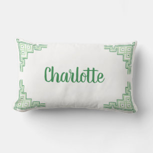 Green Chinoiserie Name Lumbar Cushion