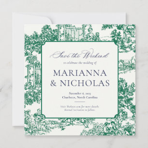 Green Chinoiserie Style Wedding Save the Date