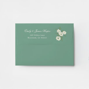 Green Chinoiserie Wedding Envelope with Liner