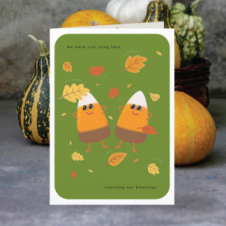 Green | Chocolate Candy Corn Couple | Fall Holiday Card