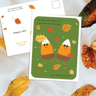 Green | Chocolate Candy Corn Duo | Thanksgiving Holiday Postcard