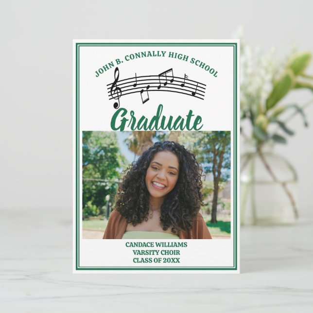 Green Choir Photo High School Graduation Announcement (Standing Front)