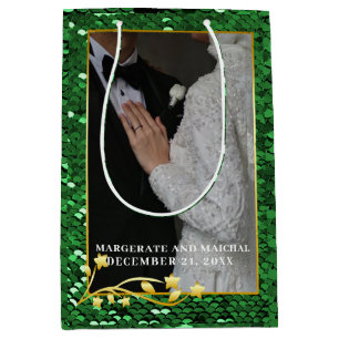 Green Christmas 1 Photo Married and Merry Medium Gift Bag