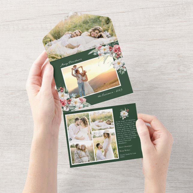 Green Christmas All In One Card (Tearaway)