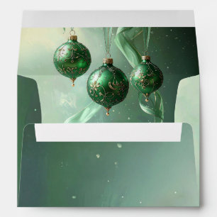 Green Christmas Ball Holiday Envelope