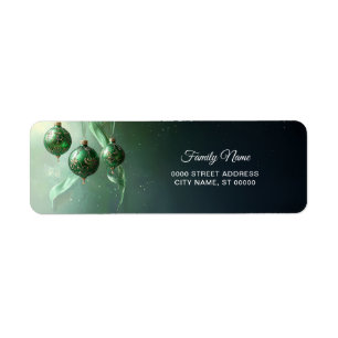 Green Christmas Ball Return Address Label