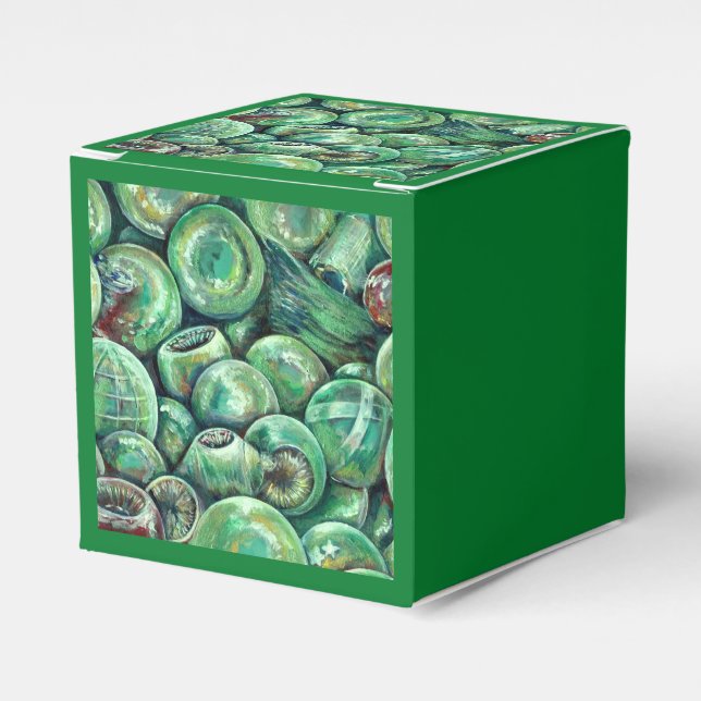 Green Christmas Balls Favour Box (Front Side)