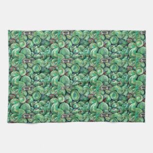 Green Christmas Balls Tea Towel