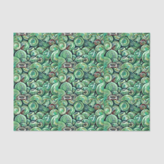 Green Christmas Balls Tissue Paper (Front)