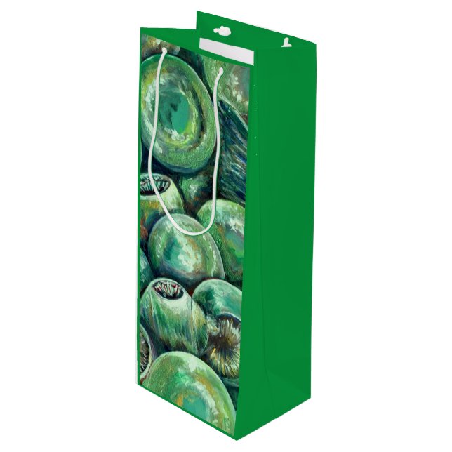 Green Christmas Balls Wine Gift Bag (Front Angled)