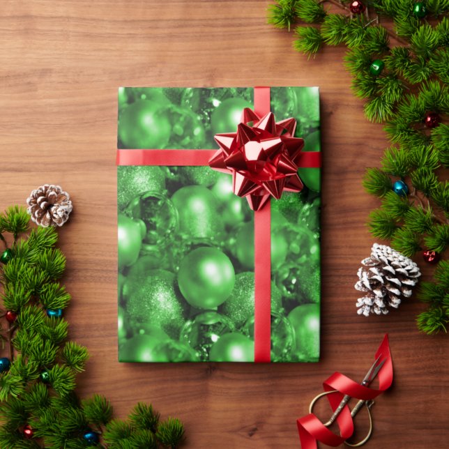 Green Christmas Baubles Wrapping Paper (Creator Uploaded)