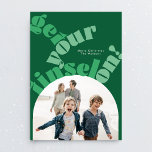 Green Christmas Bold Typography Oval Arch Photo Holiday Card<br><div class="desc">***please message me for matching designs*** _______________________ the design in this template are fully editable / customisable by you the customer - click personalise further button if you wish to move, add, delete, or make significant changes to the design _______________________ *if you have any DESIGN questions or need more designs...</div>