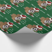 Green Christmas Boxer puppy wrapping paper (Corner)