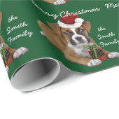 Green Christmas Boxer puppy wrapping paper (Roll Corner)