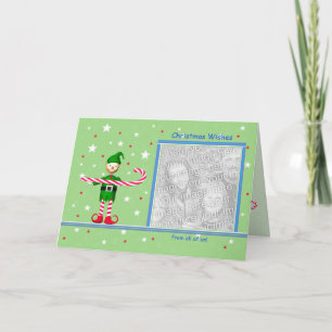 Green Christmas Candy Cane Elf (photo frame) Holiday Card